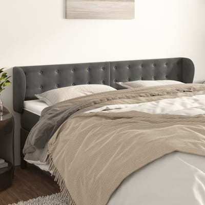vidaXL - Hoofdbord - met - randen - 163x23x78/88 - cm - fluweel - donkergrijs