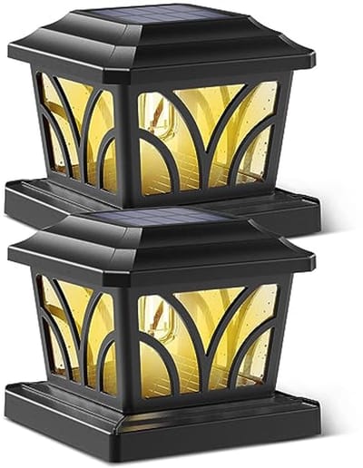 Zonnepaalkappen voor Buiten - Aluminiumglas, 2 Modi, Geschikt voor 4x4, 5x5, 6x6 cm Hekpalen, Terras Decoratie, Warm Wit/Kool Wit, 2 Stuks