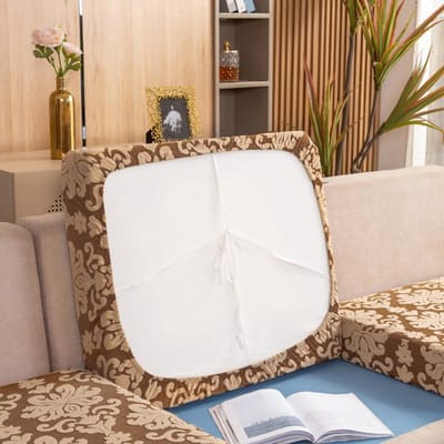 Housse de coussin de canapé à imprimé floral Housse élastique de protection de meubles Housse de coussin d'assise de canapé Housse de canapé en spandex pour salon 1PC Normal Size-1 white