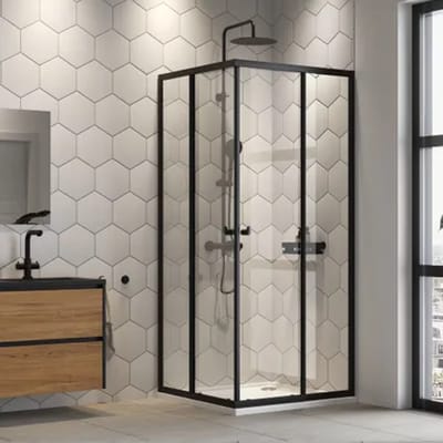 Sealskin Douchehoek Hooked - Vierdelig - 90x90x200cm - Mat Zwart