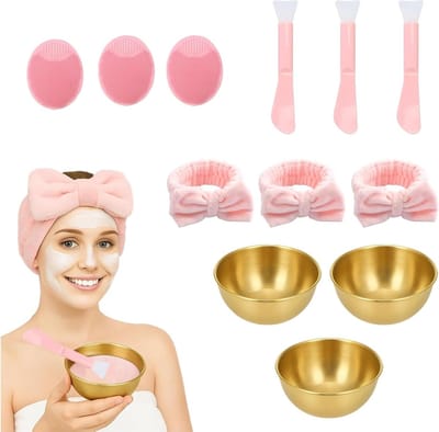 Gezichtsverzorging Set - Spa Hulpmiddelen - Huidverzorging Thuis - Compleet Gezichtsgereedschap - 12 Delig - Goud Roze
