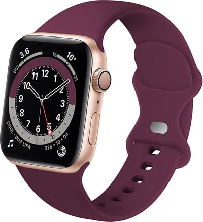 Strap-it Classic Siliconen band - Geschikt voor Apple Watch bandje -Series 1/2/3/4/5/6/7/8/9/10/11/SE/SE2/SE3/Ultra (2/3) - Bordeaux - Bandje siliconen sport loop - iWatch sportbandje voor maat: 44mm / 45mm / 46mm / 49mm