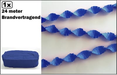 Crepe guirlande brandvertragend blauw 24meter -BRANDVERTRAGEND - verjaardag vlaglijn festival thema feest