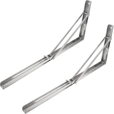 Opvouwbare Plankbeugels - Steunbeugels Wandmontage - Ruimte Besparen - Roestvrij Staal - 45x21CM - Zilver