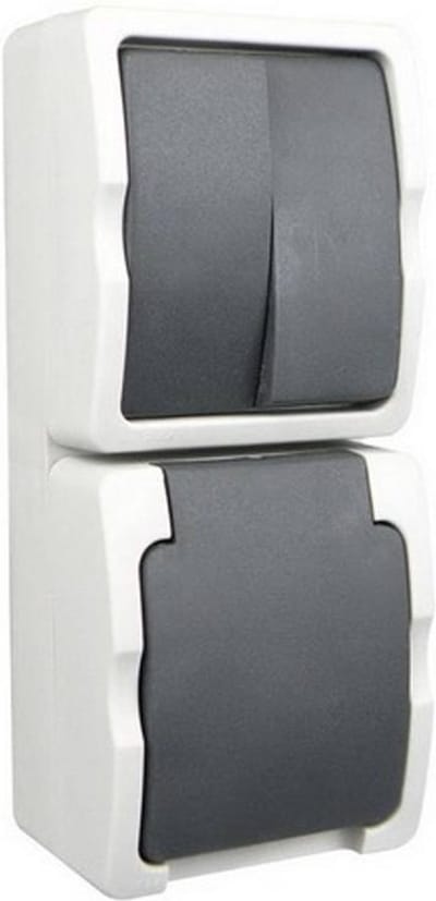 Ratio Schuko Stopcontact en Dubbele Schakelaar - Opbouw, IP54