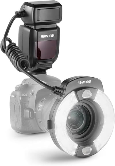 Compatibele Macro Ring Flash voor Canon, 76Ws GN15, E-TTL Flitslicht voor Macro Fotografie met Kleurfilters en Lensadapterringen