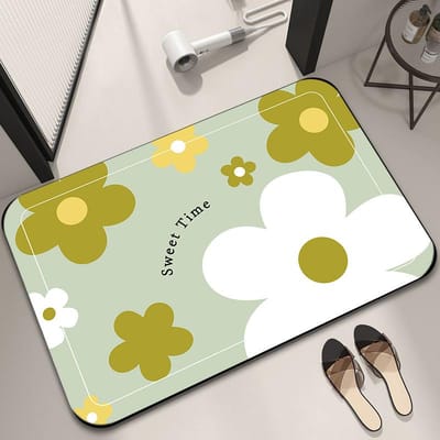 Eenvoudige Bloem Badkamer Antislip Mat Diatomeeënaarde Mat Toilet Absorberende Mat Toiletdeur Sneldrogende Mat Deurmat 60 * 90cm (crystal velvet)