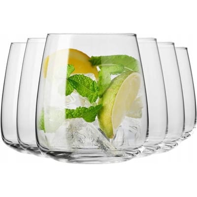 KROSNO | Water, sap en drinkglazen | Set van 6 | 470 ML | Modern collectie | Kristalglas | Perfect voor thuis, Restaurants en Feesten | Vaatwasser Veilig