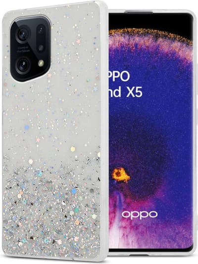 Cadorabo Hoesje geschikt voor Oppo FIND X5 in Transparant met Glitter - Beschermhoes van flexibel TPU silicone met fonkelende glitters Case Cover Etui
