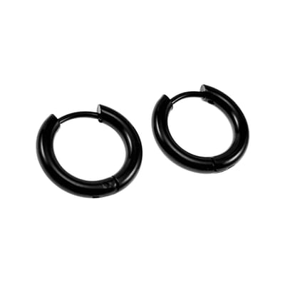 ∅15mm x 2,5mm Oorringen Unisex - Zwarte PVD-Coating RVS - Oorbellen Dames - Heren