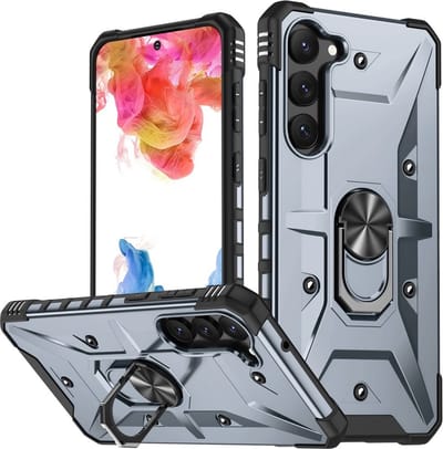 Coverup Hoesje - Geschikt voor Samsung Galaxy S23 Plus Hoesje - Coverup Heavy Duty Ring Kickstand Back Cover - Grijs