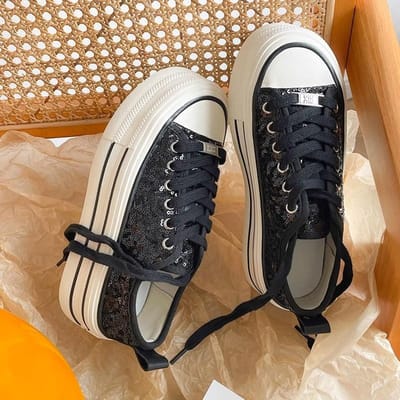 Canvas Schoenen Lage Muffin- en Platform Schoenen Kinderen Lente en Herfst Nieuwe Veelzijdige Casual Schoenen 40 zwart