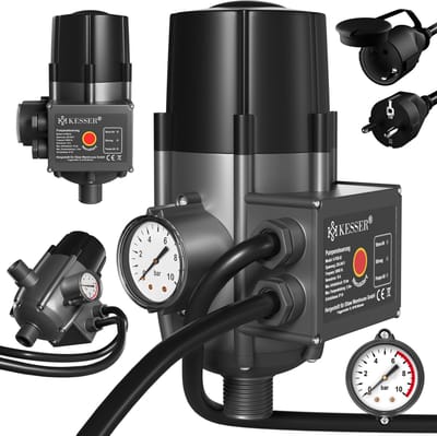 KESSER® Elektronische Drukschakelaar voor Waterpomp Dompelpomp met Kabel - automatische Pomp Schakelaar 10 bar - Antraciet
