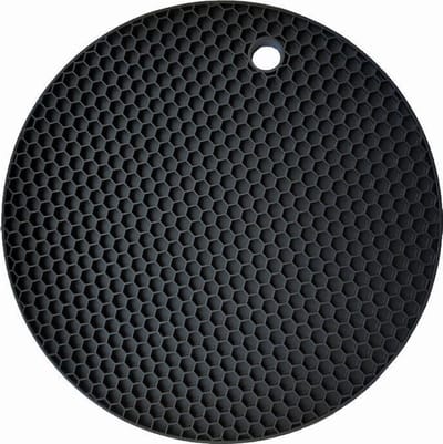 Fako - Pannenonderzetter Hittebestendig - Onderzetter Voor Pannen - Siliconen Mat - Potopener - 18cm - Rond - Zwart
