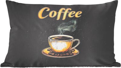 Sierkussens - Kussentjes Woonkamer - 60x40 cm - Koffie - Schotel - Koffiebonen - Retro
