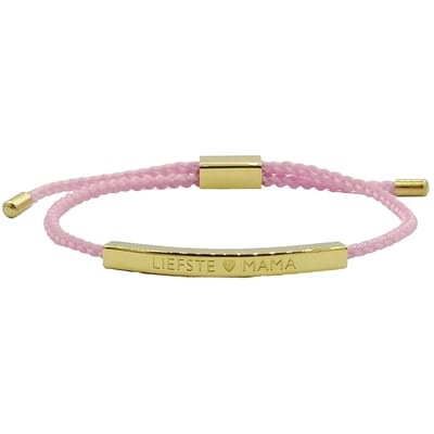 Minimalistisch armbandje met gravure -LIEFSTE MAMA - Cadeau voor moeder / moederdag - Kleur Goud & Roze