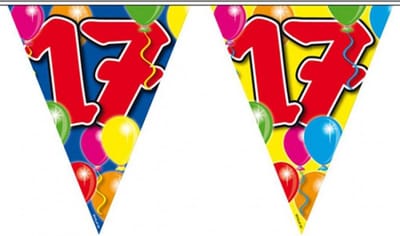 Folat Leeftijd vlaggenlijn - 17 jaar - 10 meter - verjaardag feest versiering - vlaggetjes