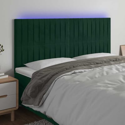 vidaXL - Hoofdbord - LED - 180x5x118/128 - cm - fluweel - donkergroen