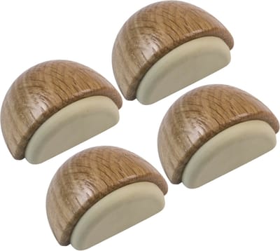 AMIG Deurstop/deurmagneet - 4x - D48mm - zelfklevend - eiken - hout