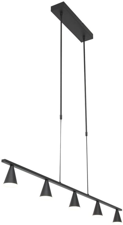 Hanglamp Vortex 3066ZW Zwart 5 lichts lichtkleur instelbaar in hoogte verstelbaar kunststof/metaal Steinhauer