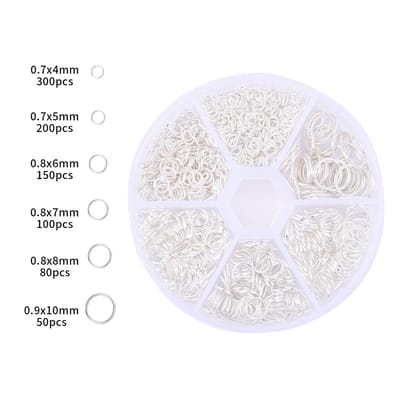 1400 Ringetjes voor het openen van sieraden — Maten: 4 mm, 5 mm, 6 mm, 7 mm, 8 mm, 10 mm — Metalen ringen voor sieradenreparatie — Doe-het-zelf sieradenaccessoires