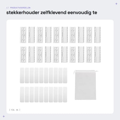 Dailygoods- Stekkerhouder Zelfklevend - 10 Stuks - Opbergtas - Wandmontagehouder - ABS Materiaal - 10 x 4 cm - Stekkerdoos