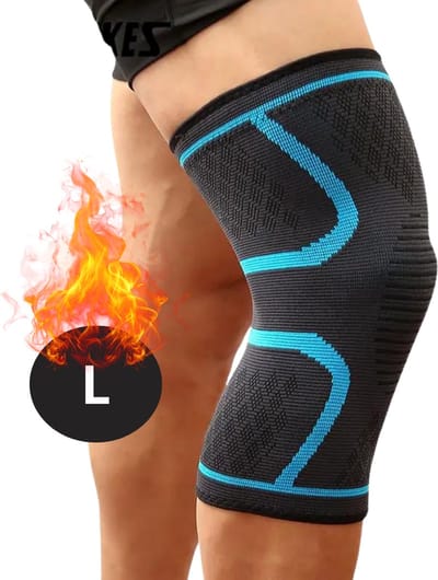 Bovista Kniebrace - Sportbrace Knie - Knee Sleeves - Knee Sleeves Powerlifting - Compressie Knie Brace - Knee Wraps - Knee Support - Dames - Heren - Comfortabel - Blauw - Maat L