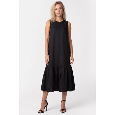 ARKET Gaelle Flounce Dress Black Size: 36 | Midi Dresses Outlet | Dames | Zwart