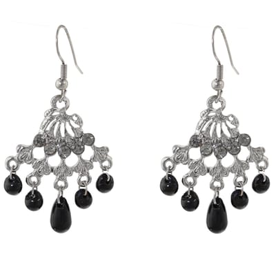 Behave – Oorbellen – Zilverkleur zwart grijs – Chandelier – Kristal – Druppel