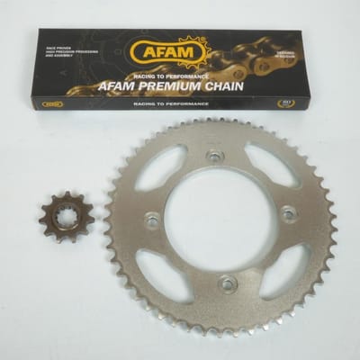 Kit chaîne Afam pour Moto Beta 50 Rr Motard Track 2012 à 2017 11x50 pas 420 Neuf