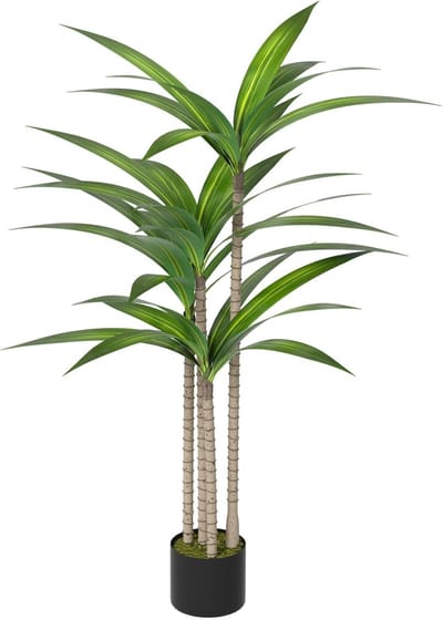 Kunstplanten 120 cm Hoog - Kunstplanten - Gesimuleerde Drakenboom Met PE Boomstam & Plastic Bloempot - Plastic Groenblijvende Kamerplanten - Groene Set Voor Huisdecoratie (S) NAIZY