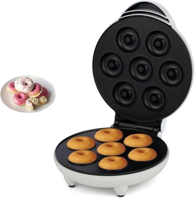Mini Donut Maker - Donut Machine - Gezinsplezier Bakken - 7 Mini Donuts Tegelijk - Compact Formaat - Wit