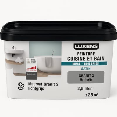 Luxens Muurverf Granit 2 lichtgrijs - 2,5L - Satin - Binnenverf - 25m² dekking