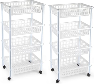 Plasticforte keukentrolley op wieltjes - 2x stuks - 4-laags - transparant - kunststof - 40x50x85 cm - opberger