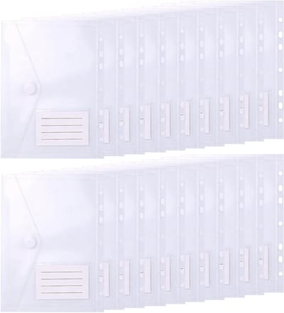20 stuks transparante documententassen A5, 23 x 18 cm, waterdichte omslagmappen met labelvakken voor het organiseren van documenten en papieren