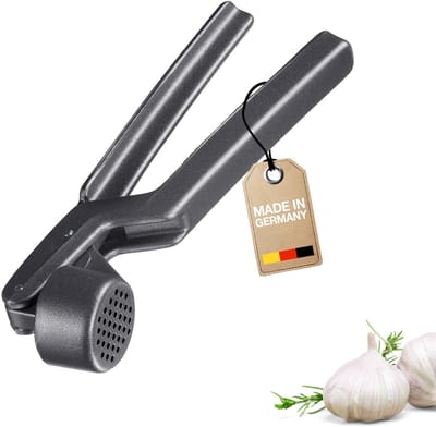 Westmark Knoflookpers - zwart - aluminium - 16 cm - keuken gerei - met nauwkeurig gefreesde kom en perszuiger - voor het beste resultaat
