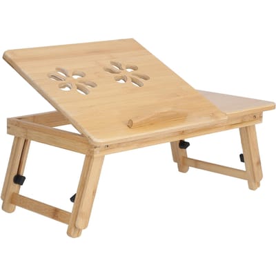 Multifunctionele Opvouwbare Bamboe Laptoptafel Verstelbare Laptophouder Bureau voor Thuis Type 1 beige