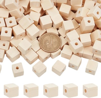150 Stuks Vierkante Houten Kralen van 12mm, Natuurlijke Houten Blokken met Gat voor Sieraden, DIY Projecten en Creatieve Ambachten, Gat: 4mm