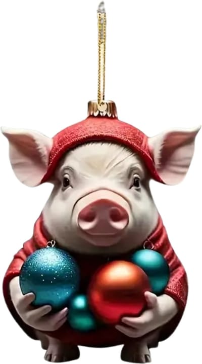 Livano Kerstballen - Kerstversiering - Acryl - Varken - Feestelijke Decoratie - 10 Stuks