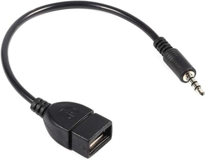 Audio Video Kabel - Adapter Converter - Muziek Afspelen - 3.5mm naar USB - 20 cm Lengte - Zwart