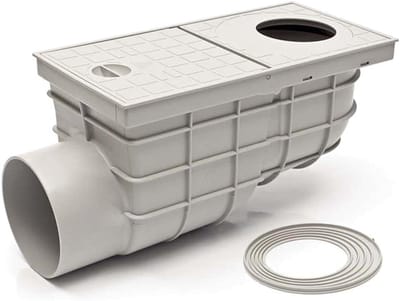 Dakgootafvoer - Regengootbak sinkkast - Regenwater afvoeren - Mechanische geurklep - Lage bouwhoogte