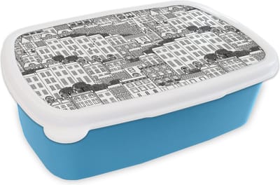 Broodtrommel Blauw - Lunchbox - Brooddoos - Dublin - Skyline - Patronen - 18x12x6 cm - Kinderen - Jongen