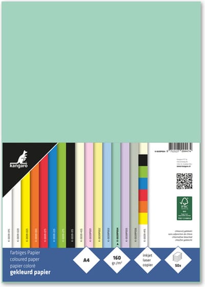 Kangaro papier - A4 - 160 gram FSC - pak 50 vel - pastel groen