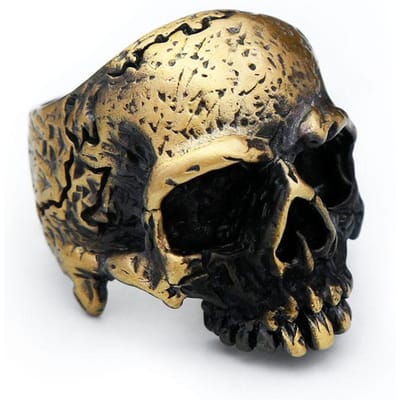 Gotische Punk Messing Doodskop Ringen Hip Hop Rock Vintage Persoonlijkheid Skelet Ring Voor Mannen Vrouwen Locomotief Biker Sieraden Dropshipping 10 black