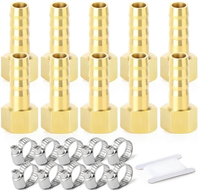 Dailygoods- Knelkoppelingen 10 Stuks - 3/8" BSP x 10 mm - Messing - Slangmondstukken - Slangklemmen - Corrosiebestendig - Slangfitting