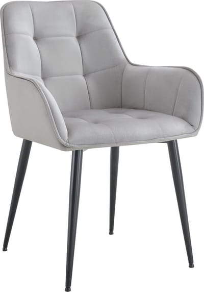 CLP Ferndale eetkamerstoel, fauteuil met beklede fluwelen hoes licht grijs