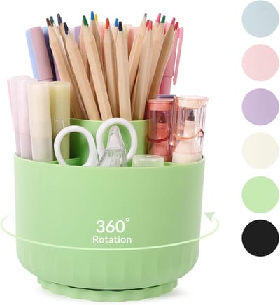 Unyqoos® Bureau Organizer Lichtgroen met 360 Graden Draaibare Functie en Vijf Vakken voor Optimaal Gebruiksgemak