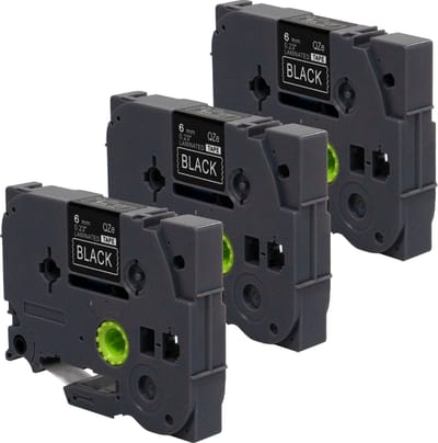 DULA Brother Compatible label tape- Tze-315 - 3 cassettes - Brother P-Touch - Wit op zwart - 6mm x 8m