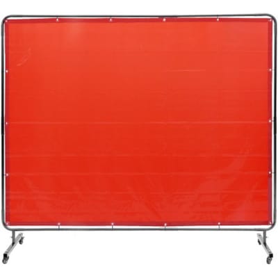 VEVOR Lasgordijn 1,8x2,4m Lasbeschermingsgordijn van Vlamvertragend Vinyl Lasbeschermingswand met 4 Zwenkwielen en Een 6-traps UV-werende Lasdeken Lasbescherming Rood