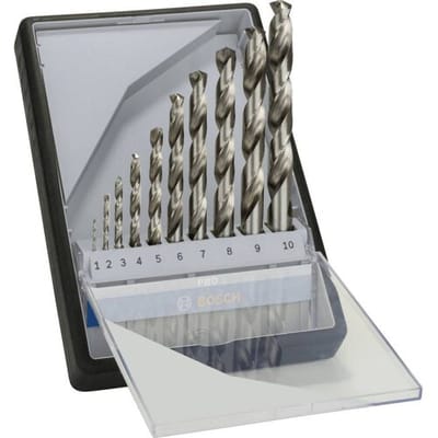 Bosch Accessories 2607010535 HSS Metaal-spiraalboorset 10-delig 1 mm, 2 mm, 3 mm, 4 mm, 5 mm, 6 mm, 7 mm, 8 mm, 9 mm, 10 mm Geslepen DIN 338